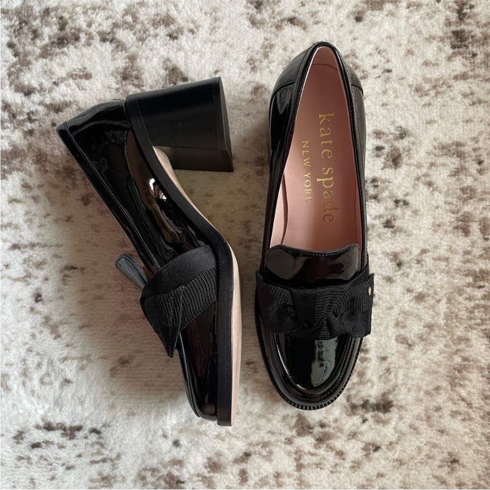Kate Spade $248 Black Patent Leather Loafers size 7.5